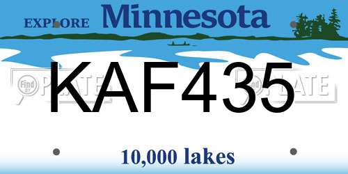 KAF435 Minnesota License Plate