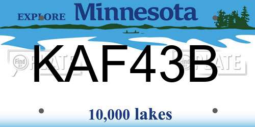 KAF43B Minnesota License Plate