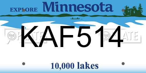 KAF514 Minnesota License Plate