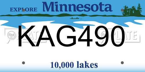 KAG490 Minnesota License Plate