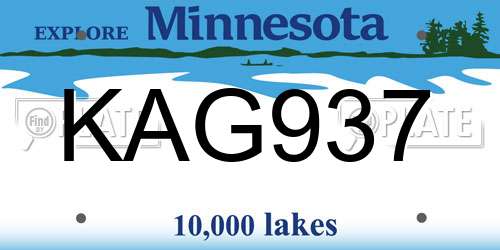 KAG937 Minnesota License Plate