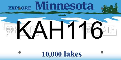KAH116 Minnesota License Plate