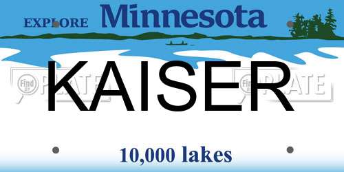 KAISER Minnesota License Plate
