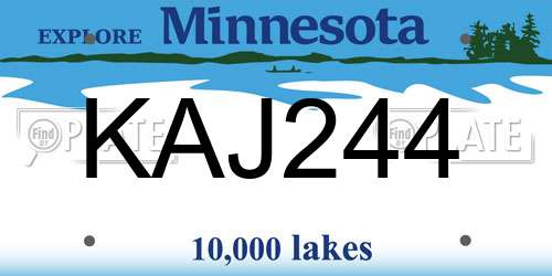 KAJ244 Minnesota License Plate