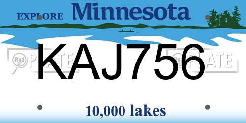 KAJ756 Minnesota License Plate