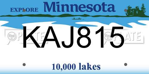 KAJ815 Minnesota License Plate