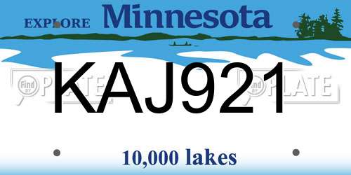 KAJ921 Minnesota License Plate