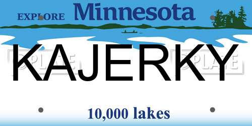 KAJERKY Minnesota License Plate