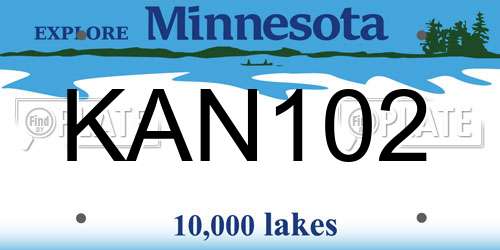 KAN102 Minnesota License Plate