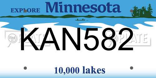 KAN582 Minnesota License Plate