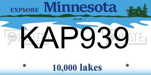KAP939 Minnesota License Plate