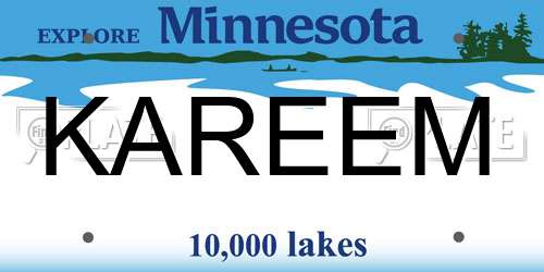 KAREEM Minnesota License Plate