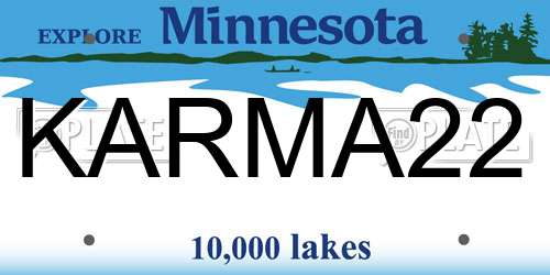 KARMA22 Minnesota License Plate