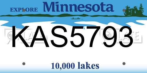 KAS5793 Minnesota License Plate