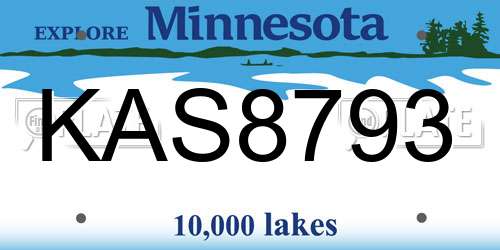 KAS8793 Minnesota License Plate