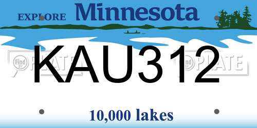 KAU312 Minnesota License Plate