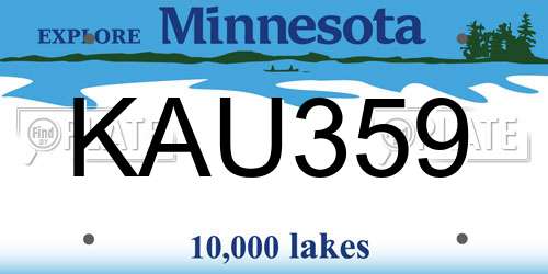 KAU359 Minnesota License Plate