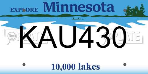KAU430 Minnesota License Plate