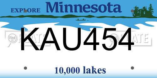 KAU454 Minnesota License Plate