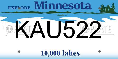 KAU522 Minnesota License Plate