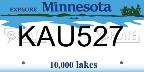 KAU527 Minnesota License Plate