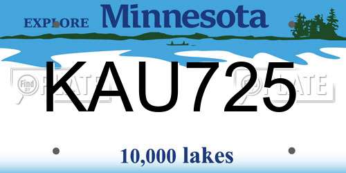 KAU725 Minnesota License Plate