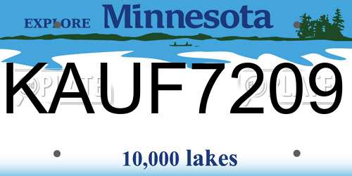 KAUF7209 Minnesota License Plate