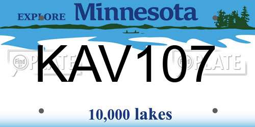 KAV107 Minnesota License Plate