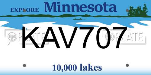 KAV707 Minnesota License Plate