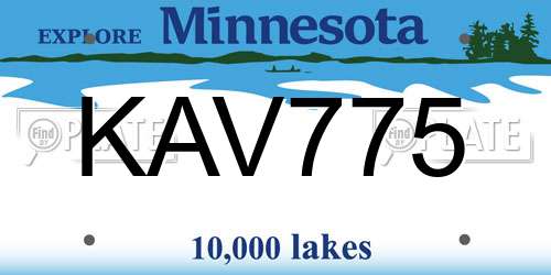 KAV775 Minnesota License Plate