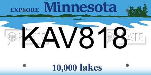 KAV818 Minnesota License Plate