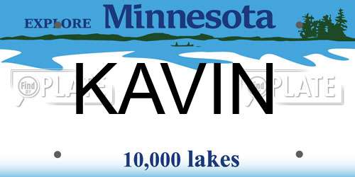 KAVIN Minnesota License Plate