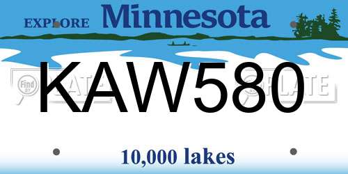 KAW580 Minnesota License Plate