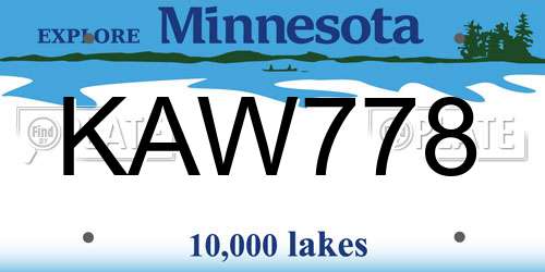 KAW778 Minnesota License Plate