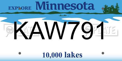 KAW791 Minnesota License Plate