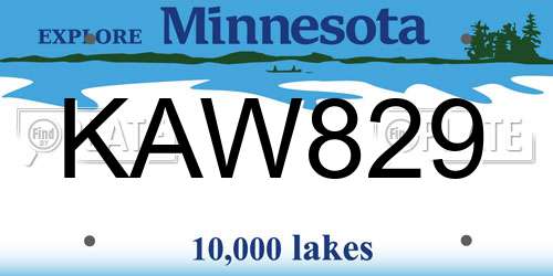 KAW829 Minnesota License Plate