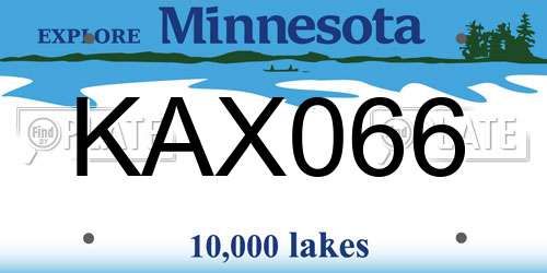KAX066 Minnesota License Plate