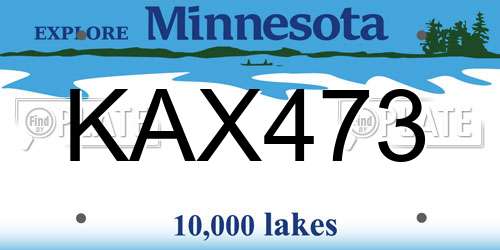 KAX473 Minnesota License Plate
