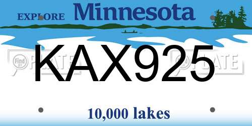 KAX925 Minnesota License Plate