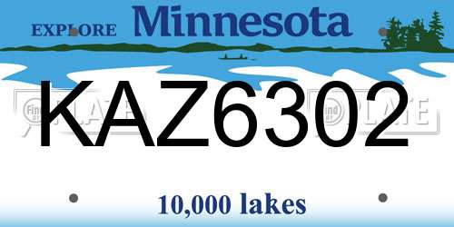 KAZ6302 Minnesota License Plate