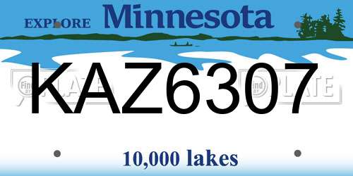 KAZ6307 Minnesota License Plate