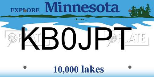 KB0JPT Minnesota License Plate