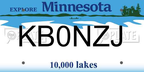 KB0NZJ Minnesota License Plate
