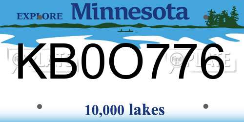 KB0O776 Minnesota License Plate