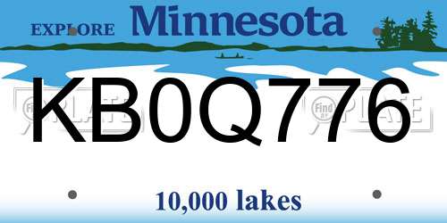 KB0Q776 Minnesota License Plate