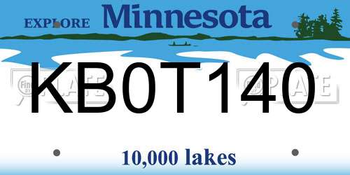 KB0T140 Minnesota License Plate