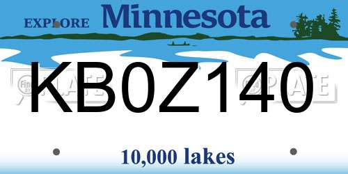 KB0Z140 Minnesota License Plate
