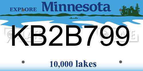 KB2B799 Minnesota License Plate