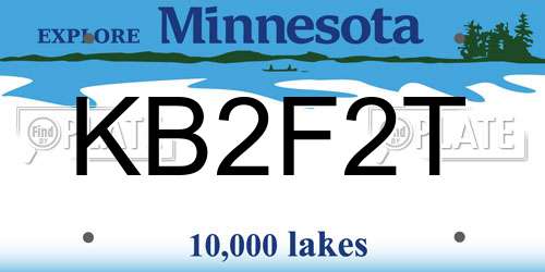 KB2F2T Minnesota License Plate