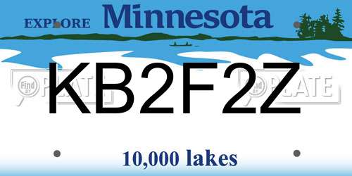 KB2F2Z Minnesota License Plate